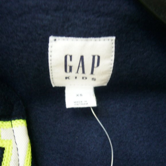 New Gap Kids Fleece Hoodie Logo Zippered Navy - Picture 5 of 5